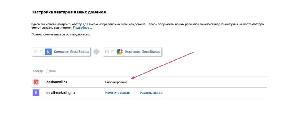 Настройка аватаров для домена