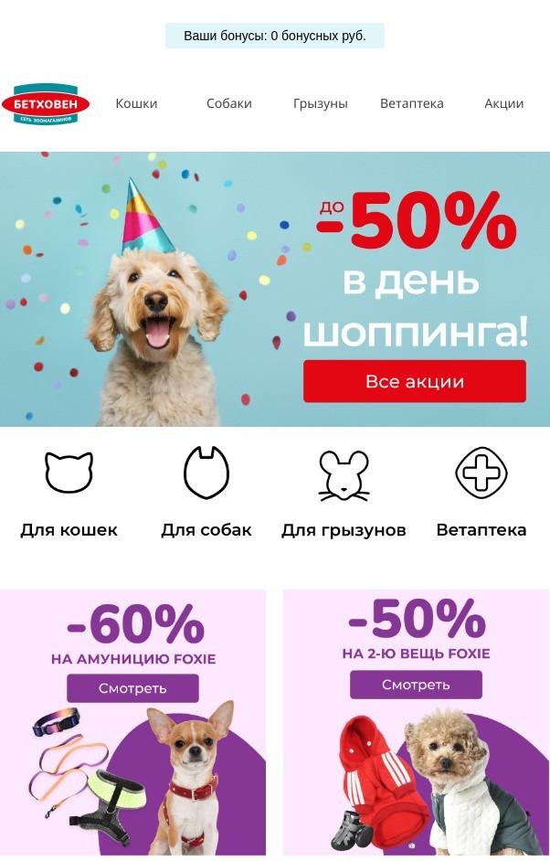 Пример рассылки к Всемирному дню шопинга