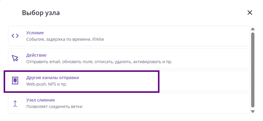Другие каналы отправки